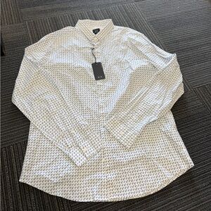 A/X Armani Exchange White Shirt with Navy Micro-Print